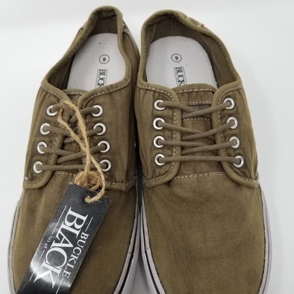 Buckle Black Lace Up Factory Distress Canvas Shoe - Picture 6 of 7